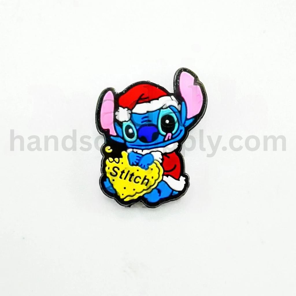 Blue Monster Cartoon Character Wearing Red Santa Hat Silicone Focal Beads