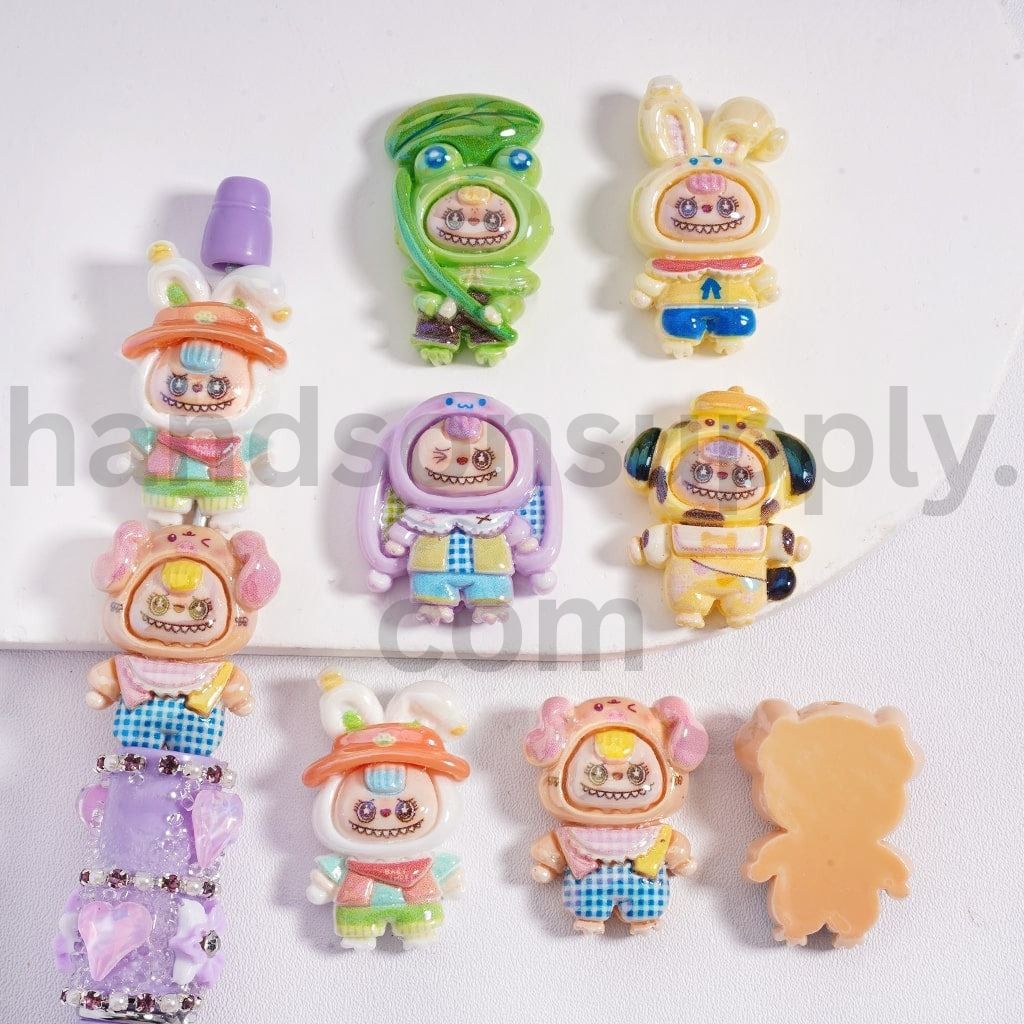 UV Coated Cute Labub in Sanrio Costume Acrylic Beads Random Mix