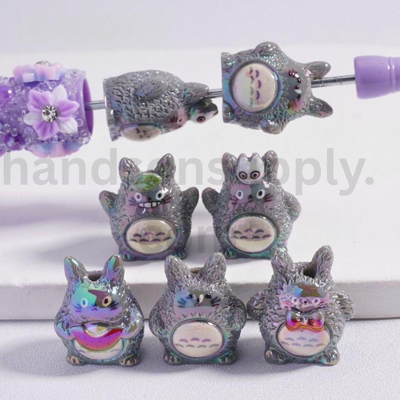 UV Coated Anime-Inspired Mini Totoro Acrylic Beads 20mm Random Mix