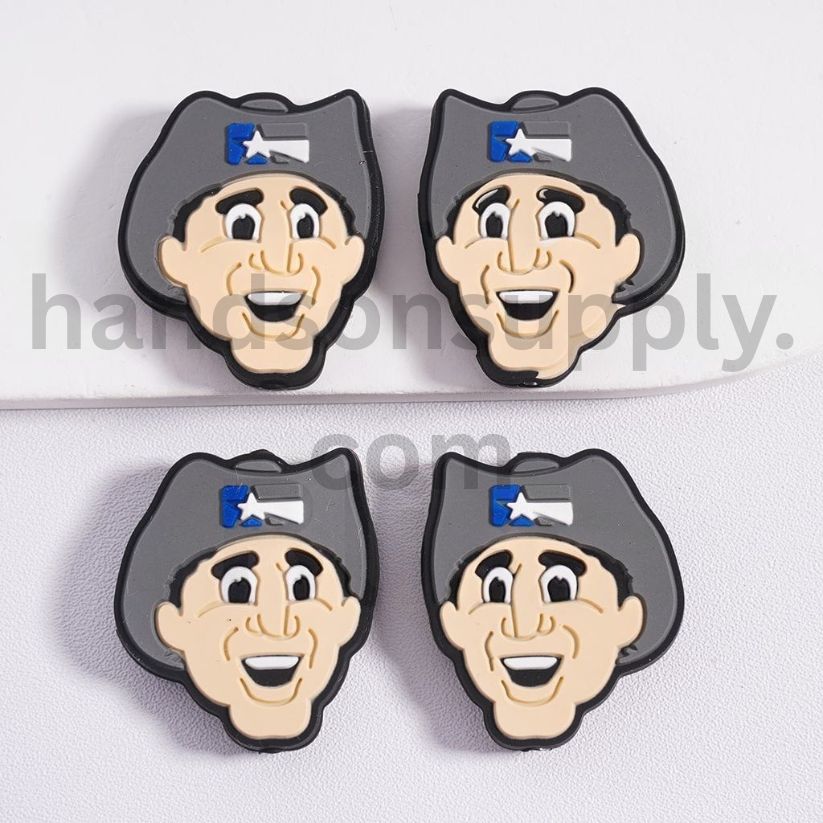 American Football Dallas Cowboys Rowdy Mascot Silicone Focal Bead
