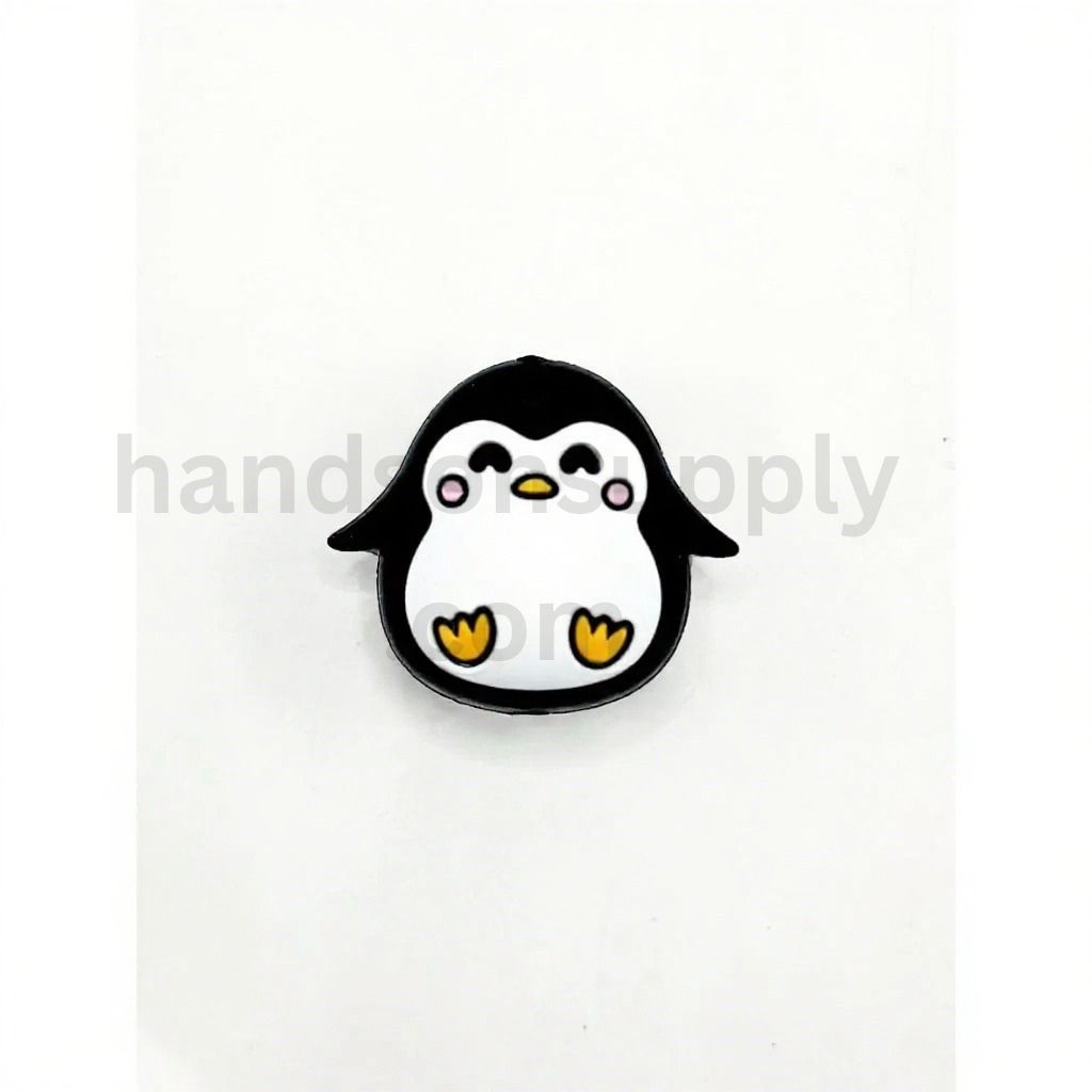 3D Black White Penguin Character Winter DIY Craft Charm Silicone Focal Beads