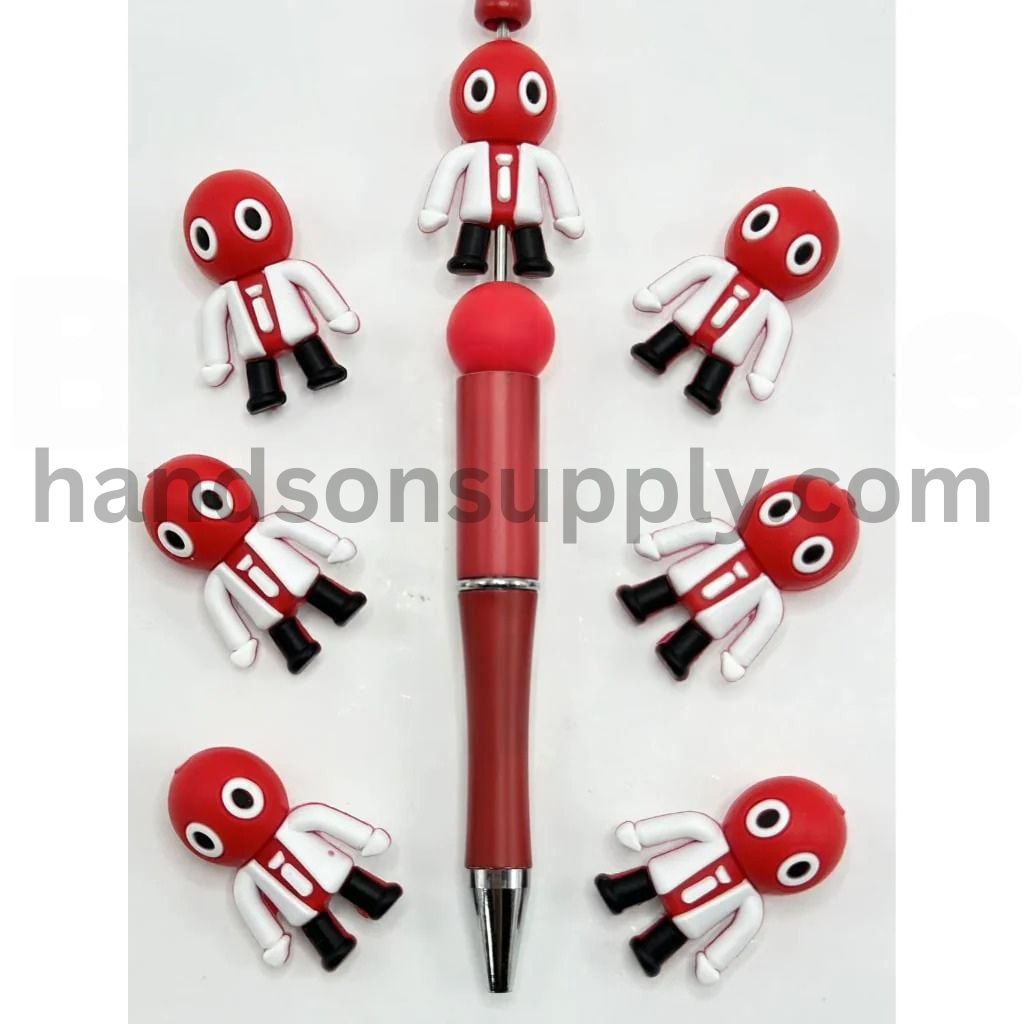 3D Cute Red Man Little Rainbow Frien Silicone Focal Beads