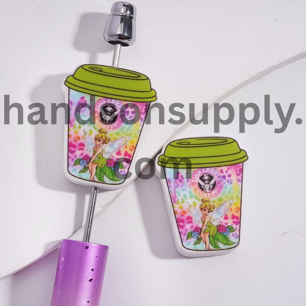 Flying Fairy Character Patterns on Coffee Cup Silicone Focal Beads