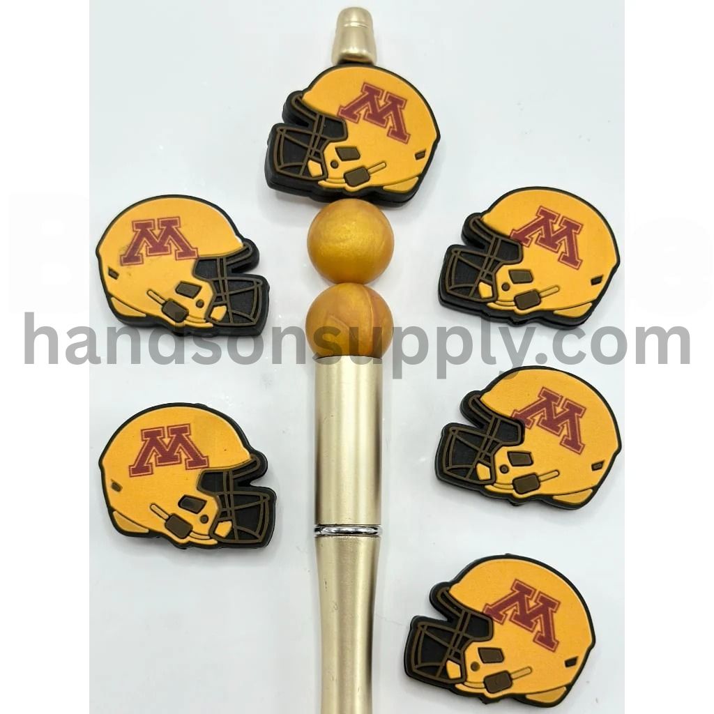 USA Minnesota Golden Gophe Helmet America College University Football Teams Silicone Focal Beads