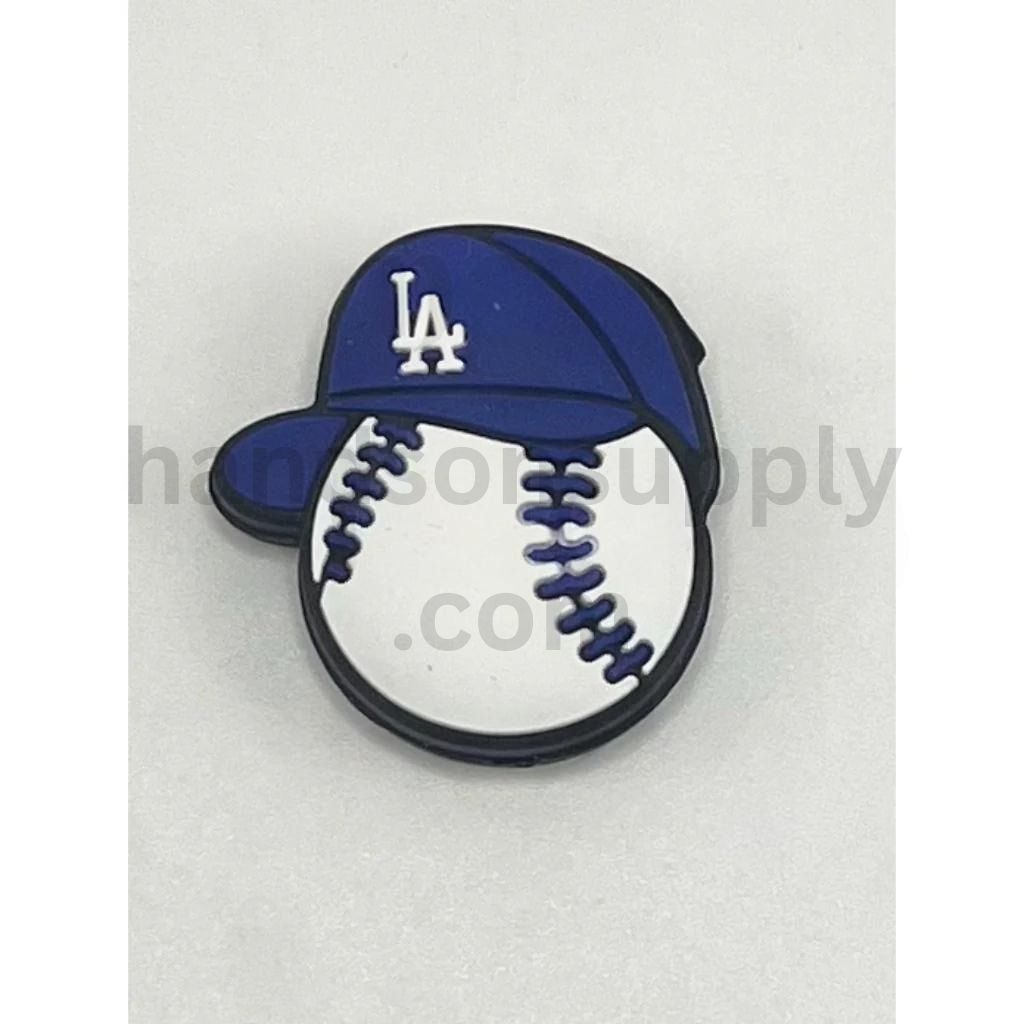 Smiling Baseball Face with Blue LA Cap Silicone Focal Bead