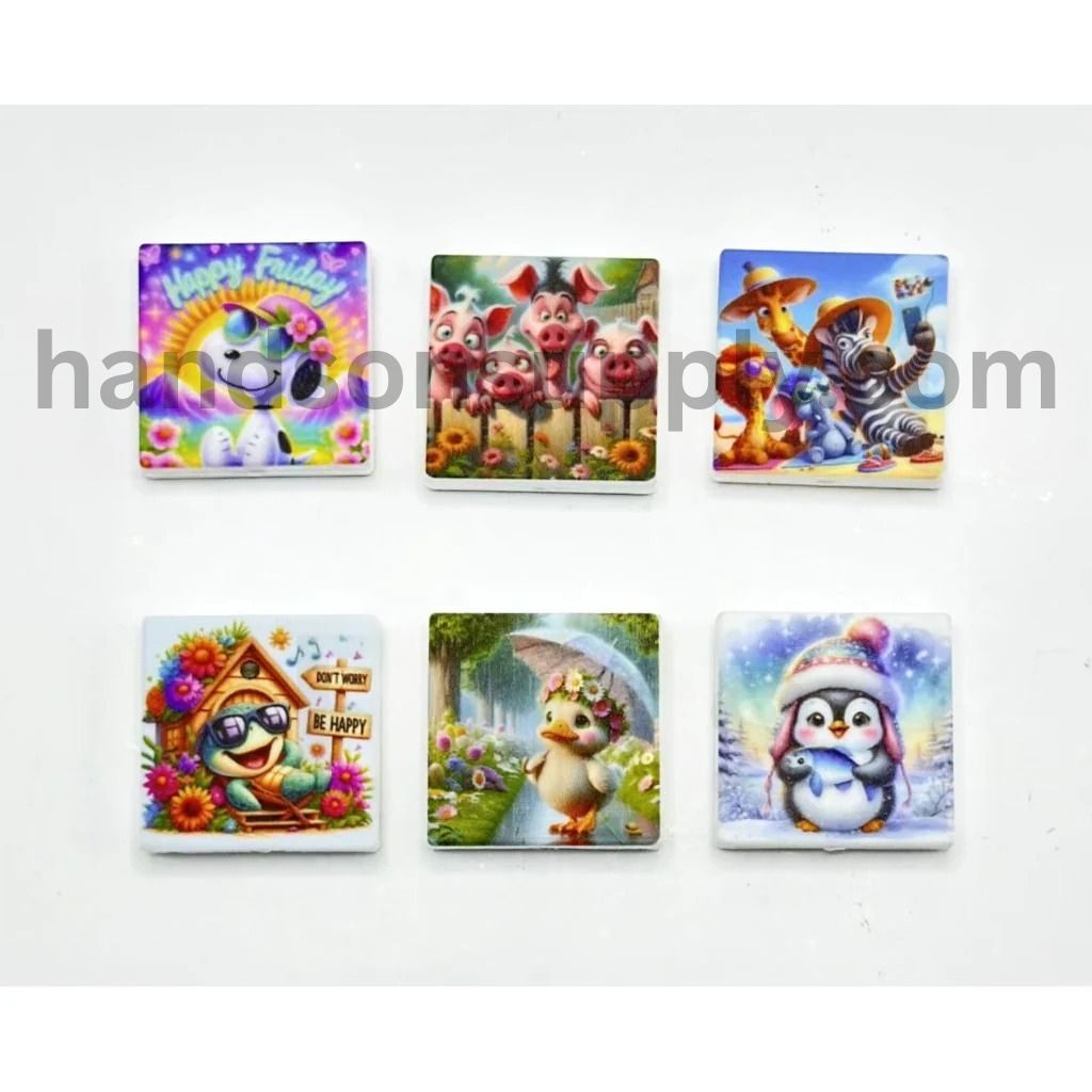 Cute Turtle Duck Penguin Lion Elephant Animals Mix Dog Pig Zebra Giraffe Silicone Focal Beads, Random Mix