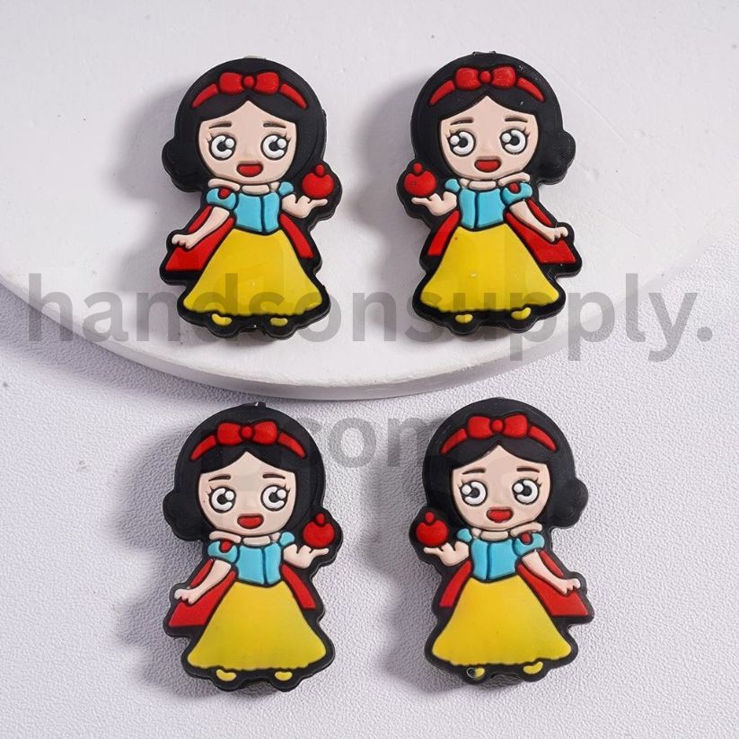 Snow Whit Princess Holding Poison Red Apple Silicone Focal Bead