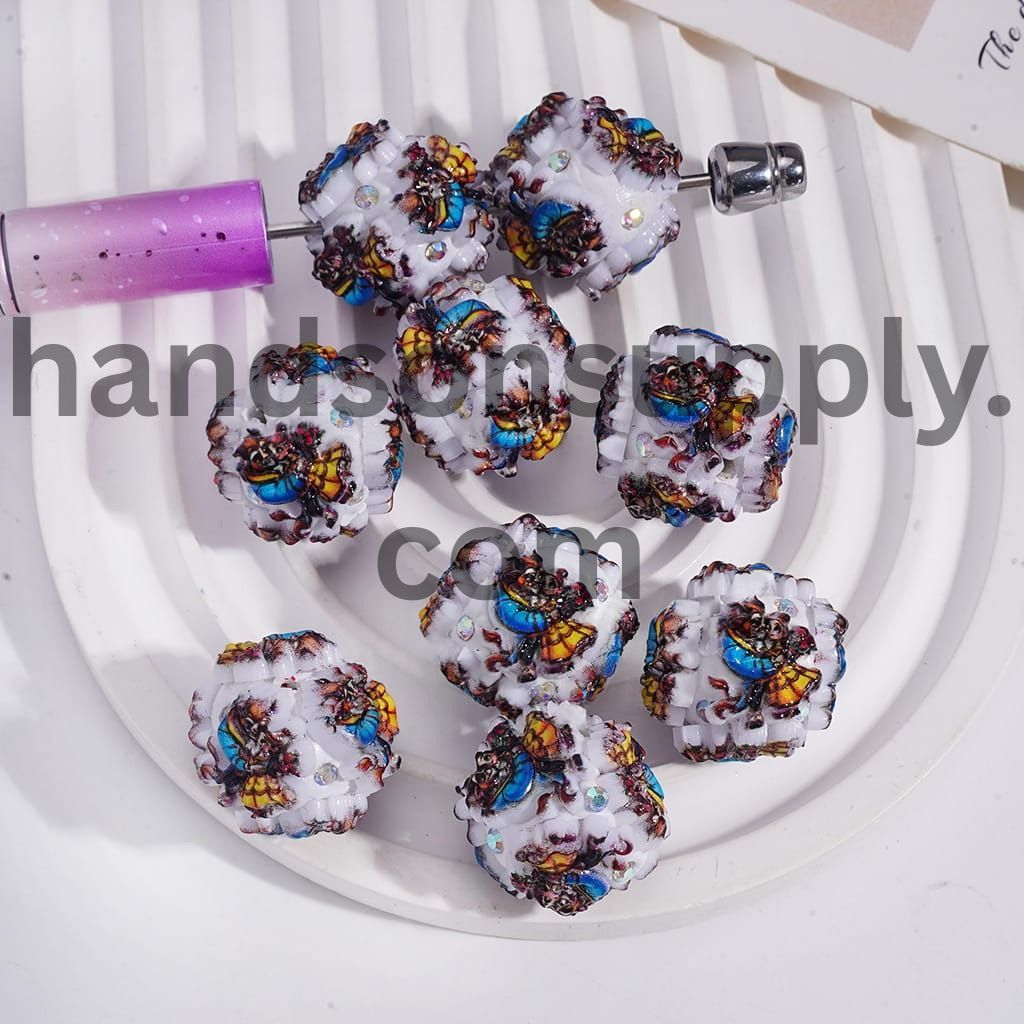 Wild Beast & Beautiful Princess Character Design AB Rhinestones Round Clay Beads 20MM