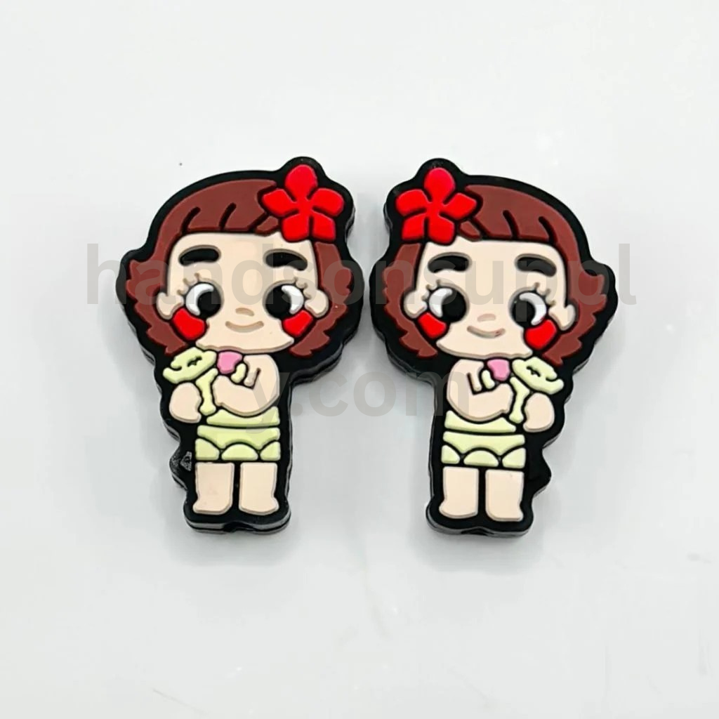Baby Moan with a Red Flower Disne Cartoon Little Cute Silicone Focal Beads