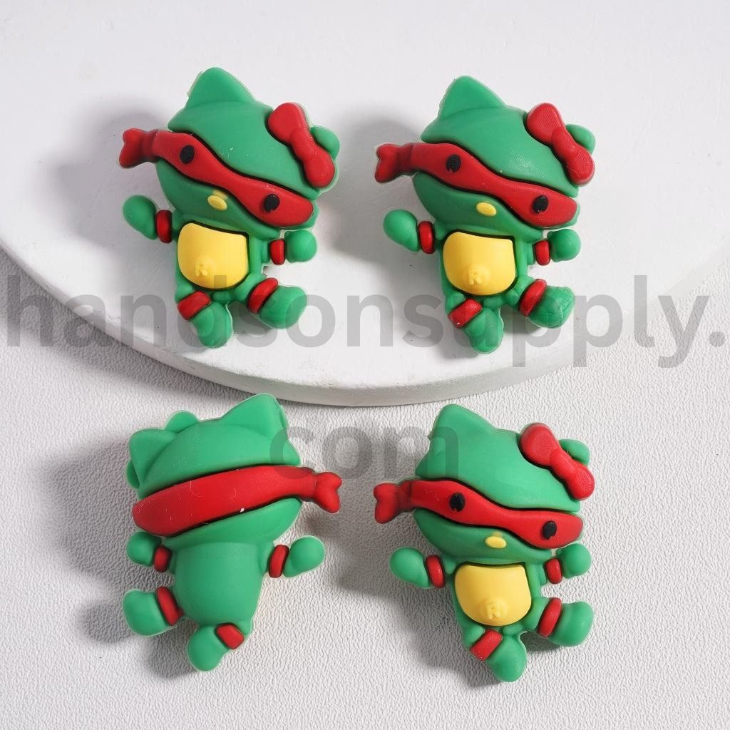 3D Cute Cat Character in Teenage Mutant Ninja Turtles Costume with Bow Silicone Focal Beads