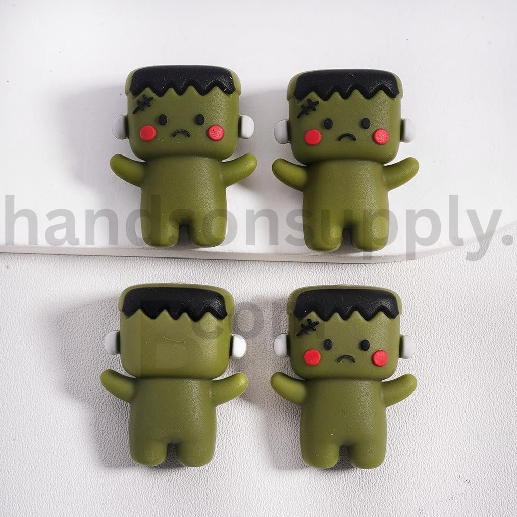 3D Cute Green Little Spooky Baby Frankie Silicone Focal Beads