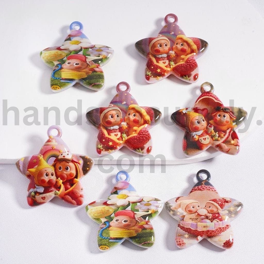 Pendants Jewelry Accessories Five-Pointed Star with Cute Twinkl Twinkl Be a Little Star Series Figures Monster Doll, 39*40MM, Random Mix