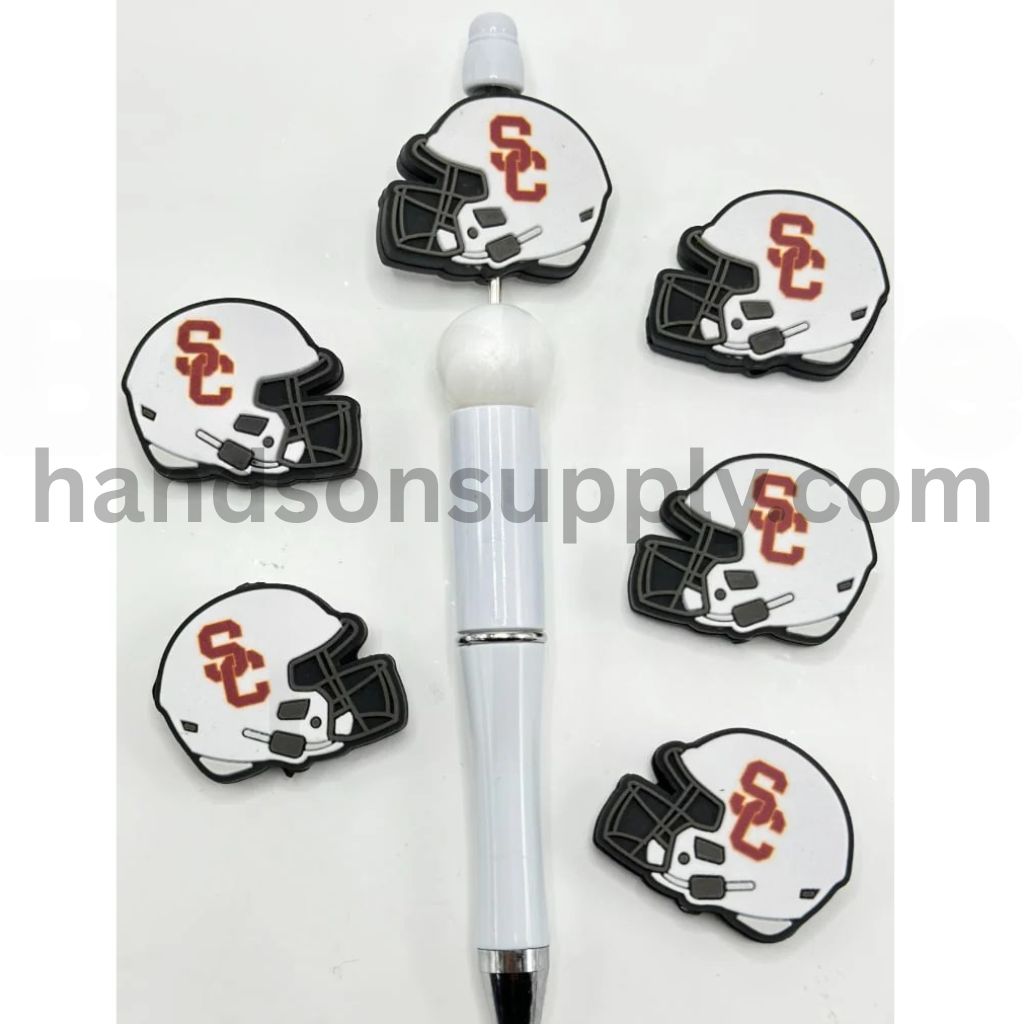 America College University USA Football Teams USC Troja Helmet Silicone Focal Beads