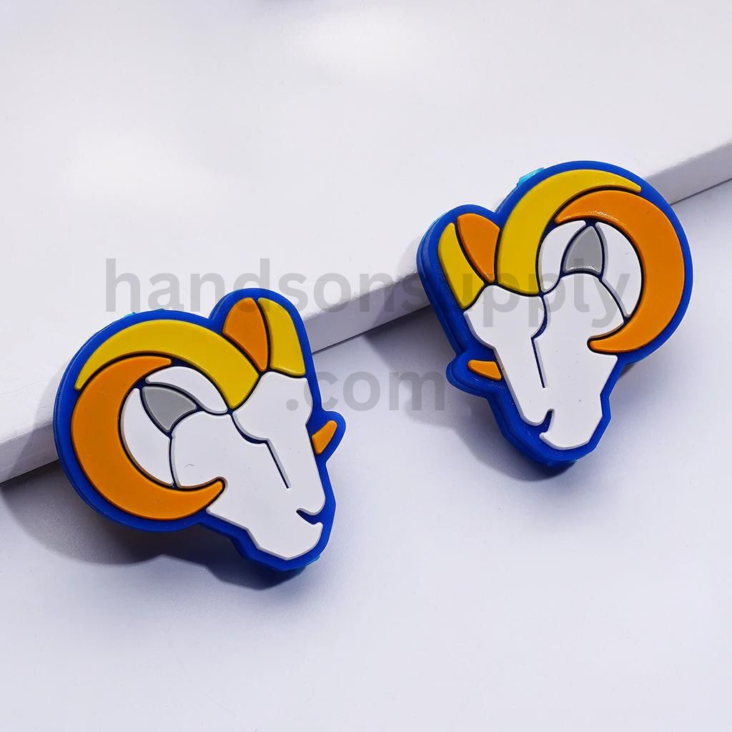 Large LA Goat Ram Football League Match Game Silicone Focal Beads