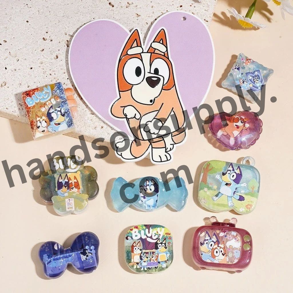 Playful Cute Blue Dog Character Series Acrylic Beads and Pendants for DIY Jewelry, Random Mix