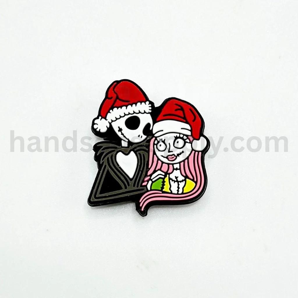 Jack and Wife in Santa Hat Halloween Theme Silicone Focal Beads