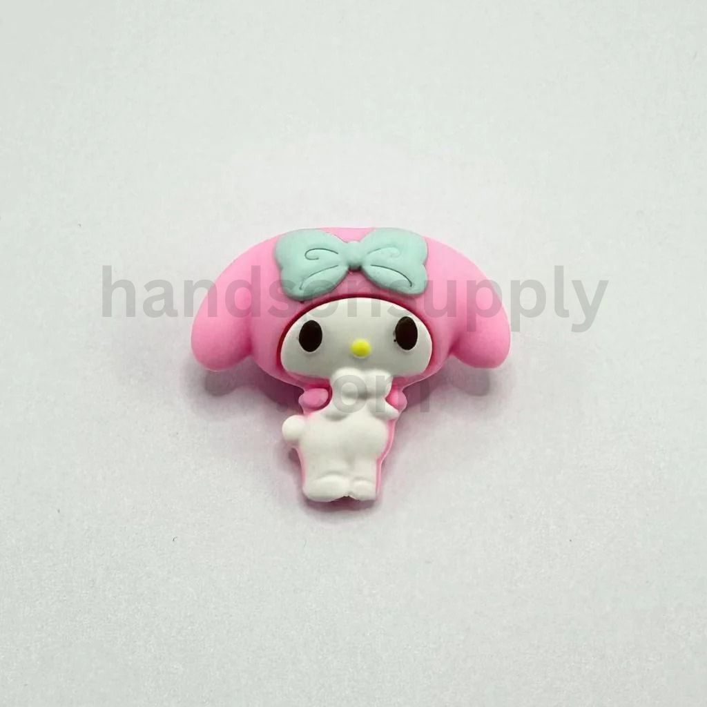 3D Kawaii Craft Pink My Melody Inspired Bunny Character Silicone Focal Beads