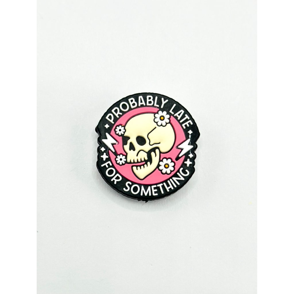 Skeleton Skull Head Flower Probably Late for Something Silicone Focal Beads, Please Read the Description