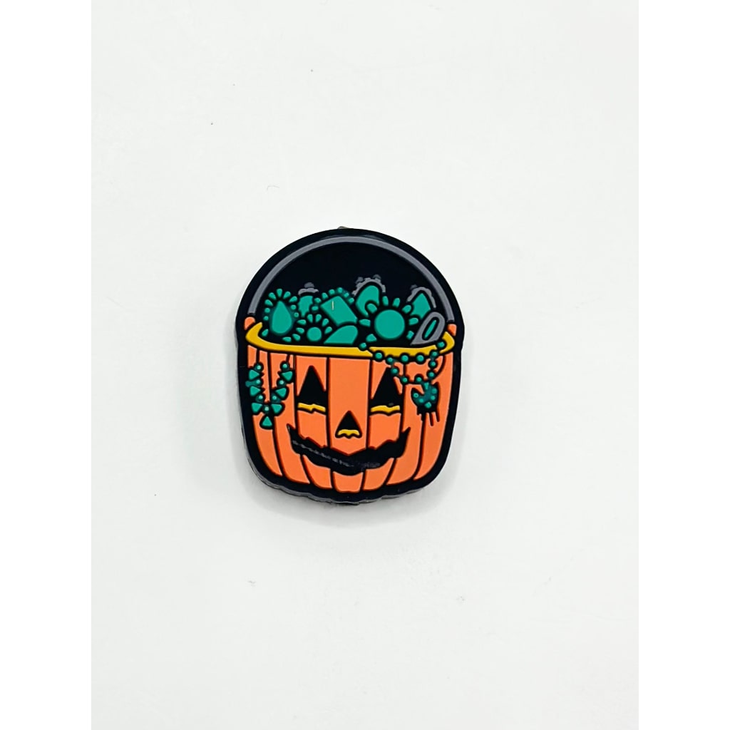 Basket with Smile Face Pumpkin Bucket Silicone Focal Beads