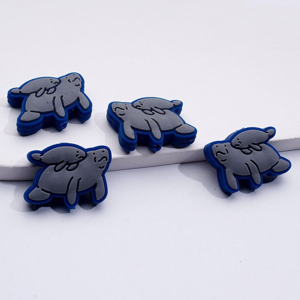 Cute Seal Mother Baby Silicone Beads Adorable Focal Charms