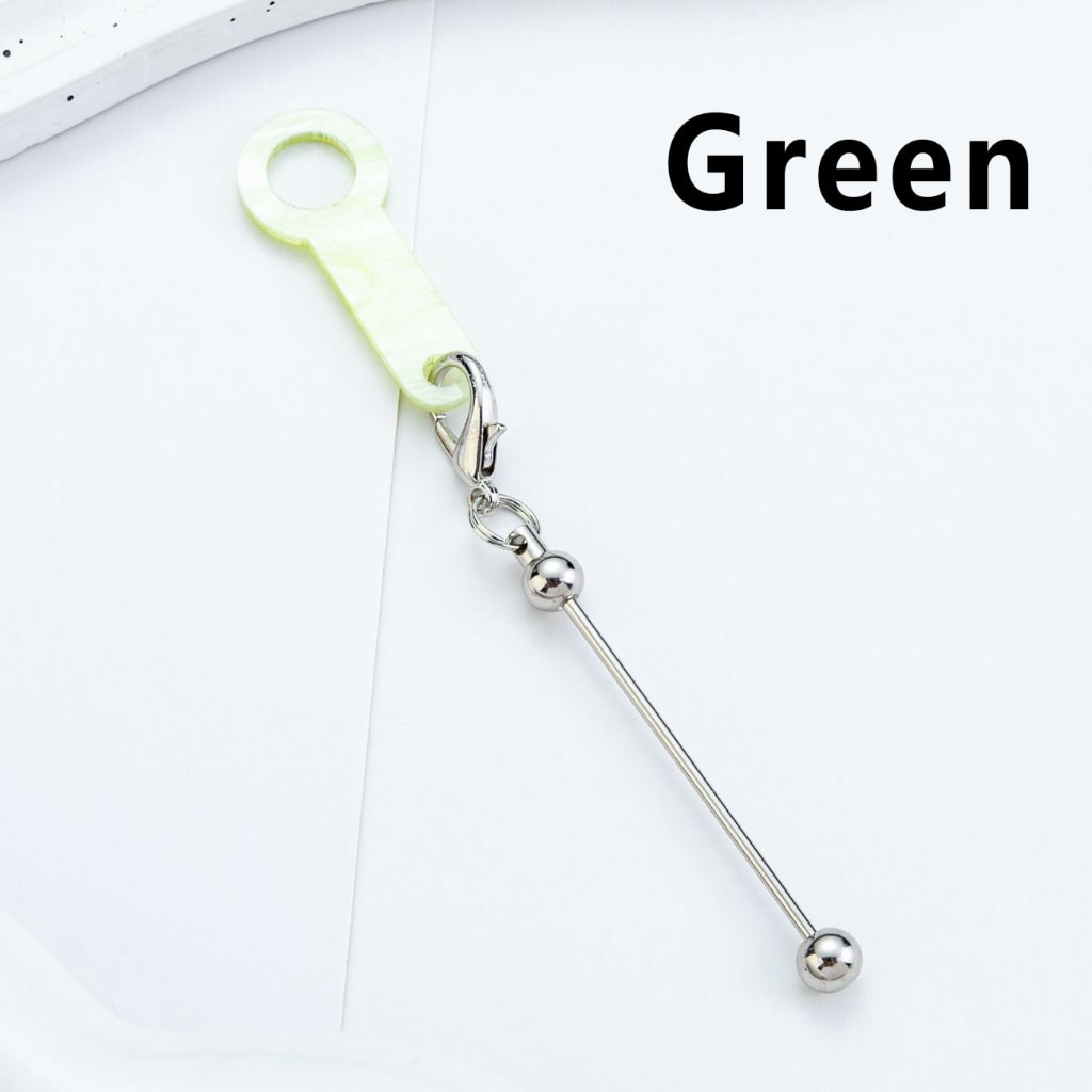 Silver Metal Bar DIY Beadable for Keychain with Carabiner Hook Plastic Long Ring Hoop on Cup's Straw 120MM