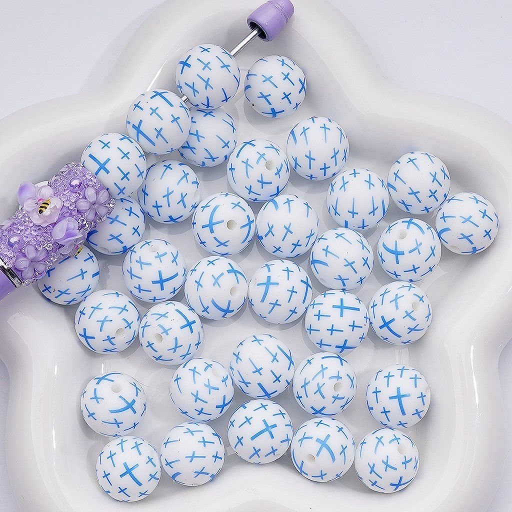 Mini Red Cross Print Medical Theme Silicone Craft Beads Z-00248