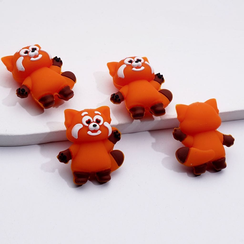 Cute Raccoon Silicone Focal Beads 3D Orange Whimsical Charms
