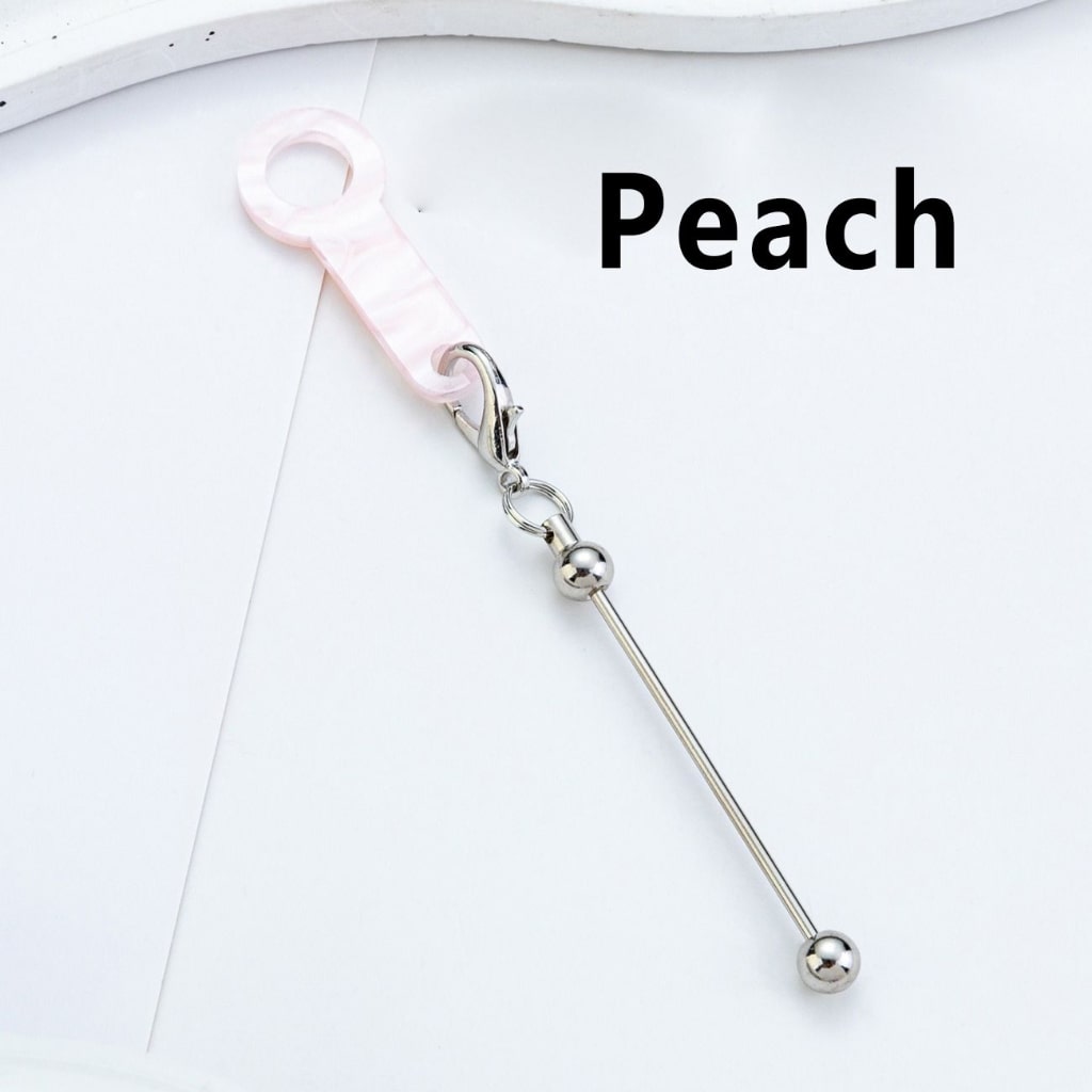 Silver Metal Bar DIY Beadable for Keychain with Carabiner Hook Plastic Long Ring Hoop on Cup's Straw 120MM