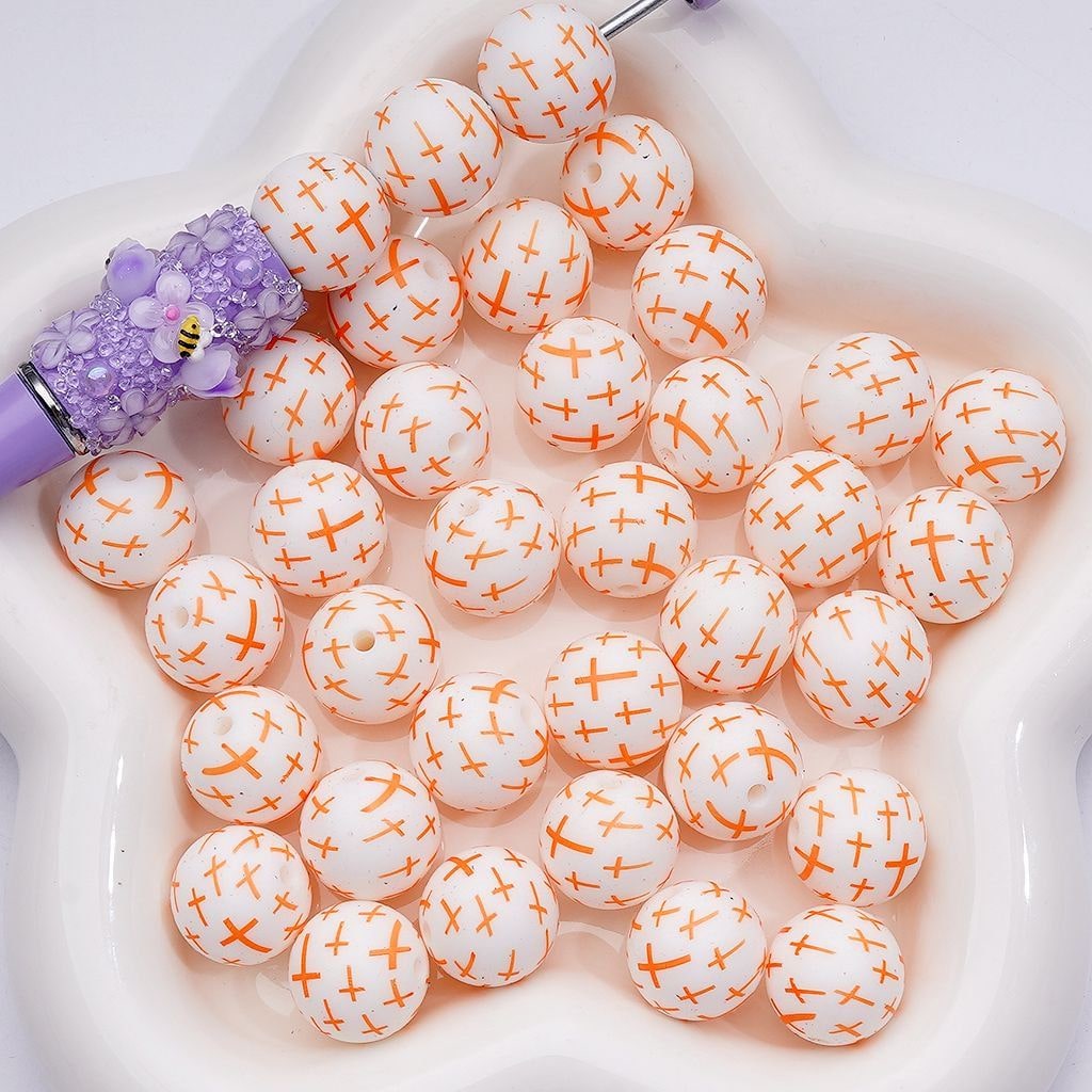 Mini Red Cross Print Medical Theme Silicone Craft Beads Z-00248