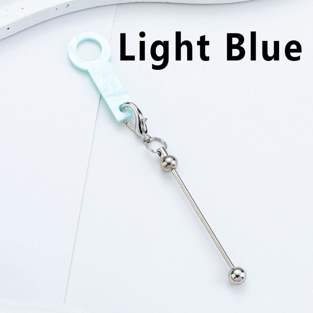 Silver Metal Bar DIY Beadable for Keychain with Carabiner Hook Plastic Long Ring Hoop on Cup's Straw 120MM
