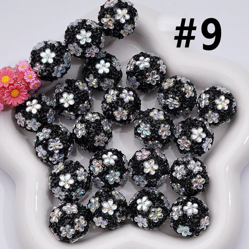 Mini Shiny Cone Shape Cute Flowers Acrylic Beads Clear Rhinestones Round, 20MM