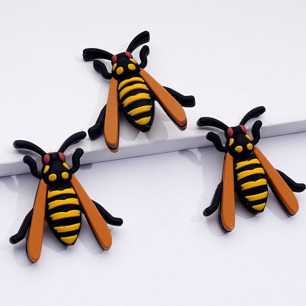 Random Mix of 3D Insect Silicone Focal Beads Cute Hornet & Ladybug Charms for Crafts