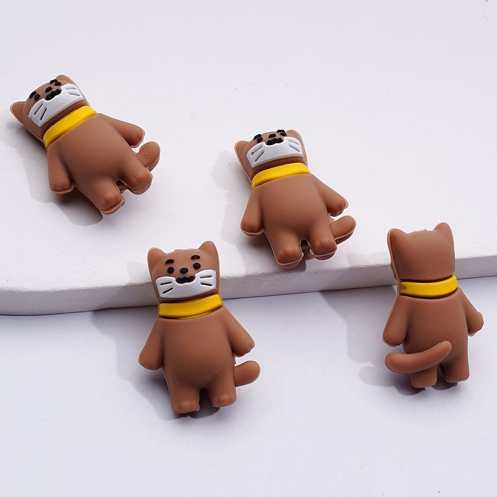 Cute Brown 3D Kitten Designs Cat Silicone Focal Beads