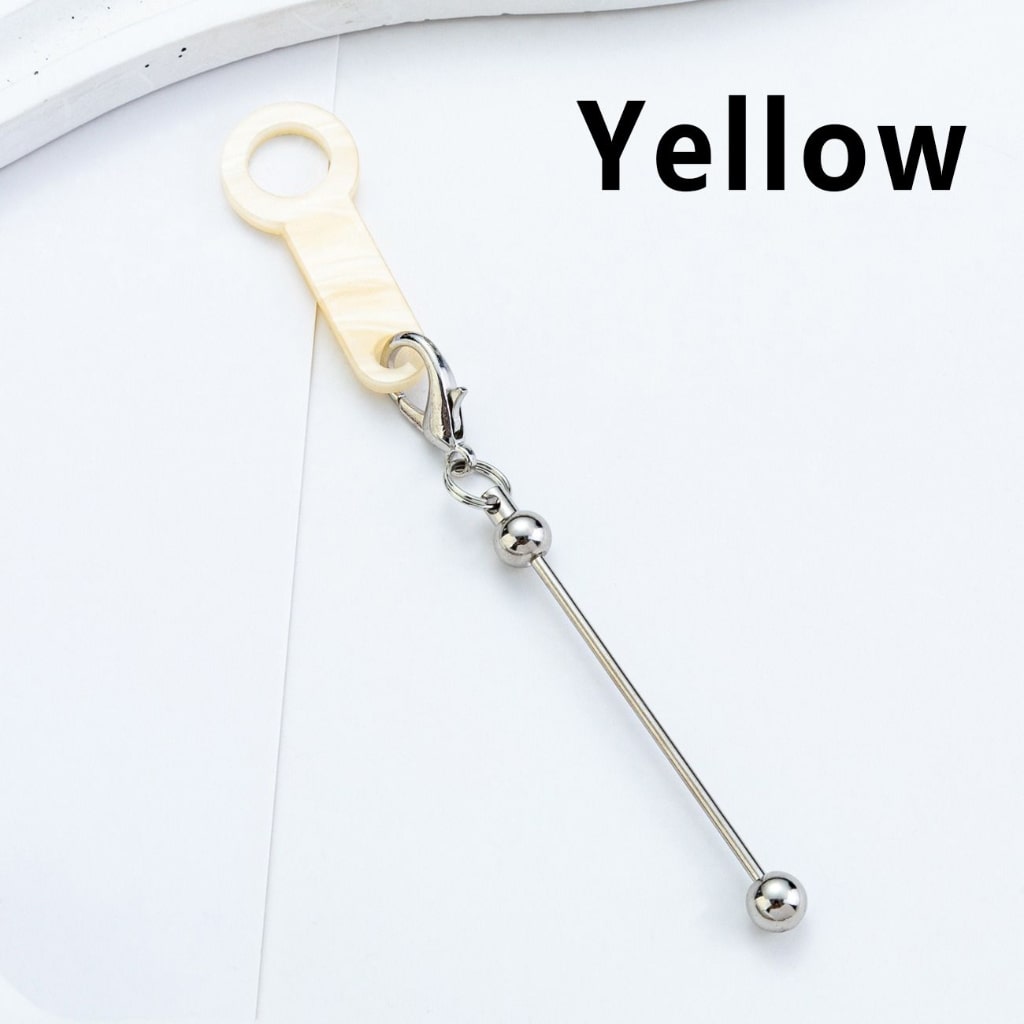 Silver Metal Bar DIY Beadable for Keychain with Carabiner Hook Plastic Long Ring Hoop on Cup's Straw 120MM