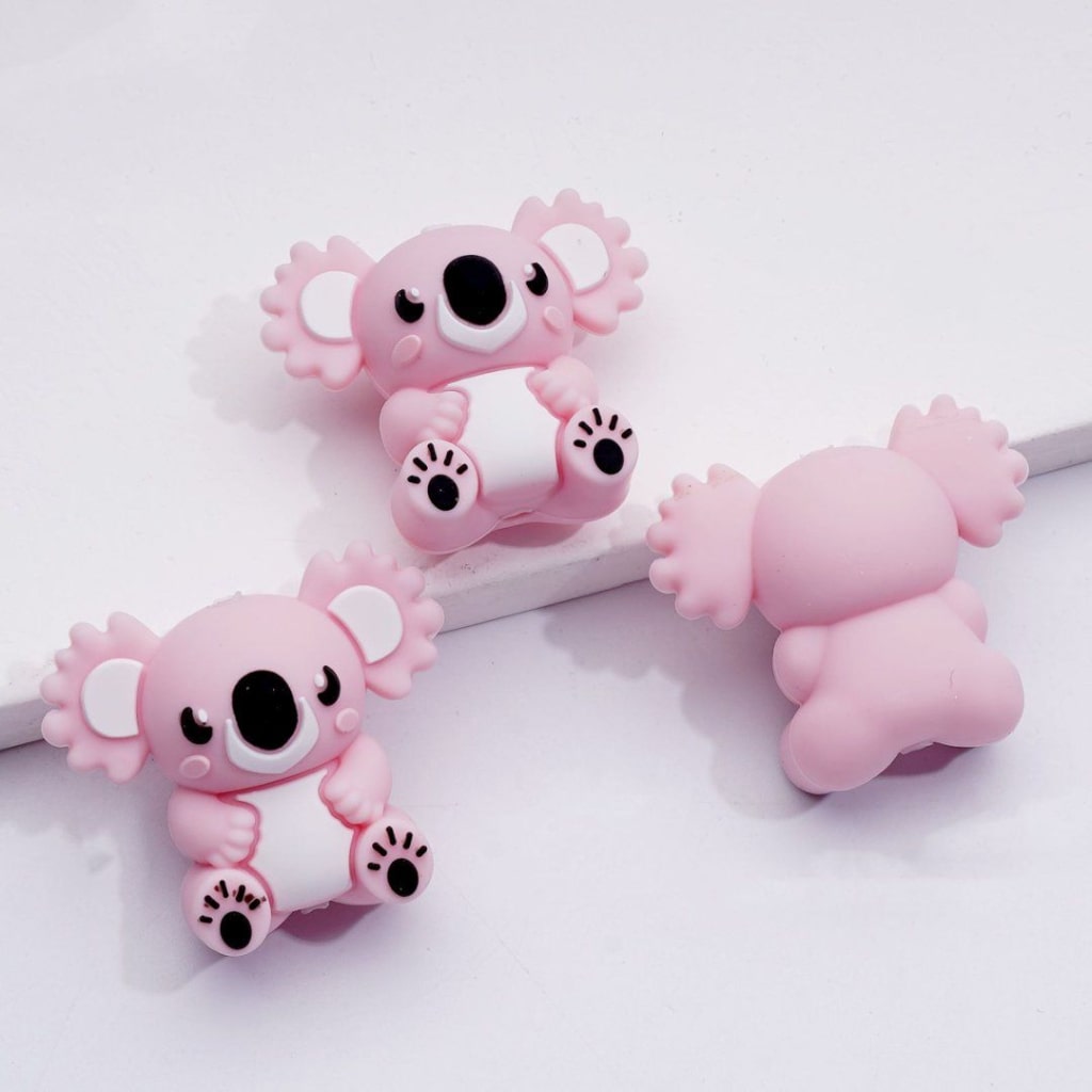Charming 3D Koala Beads Silicone Craft Pieces in Mixed Colors