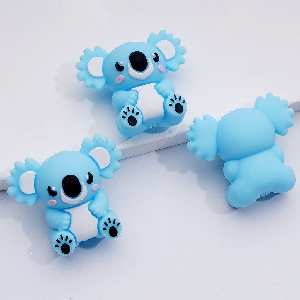 Charming 3D Koala Beads Silicone Craft Pieces in Mixed Colors