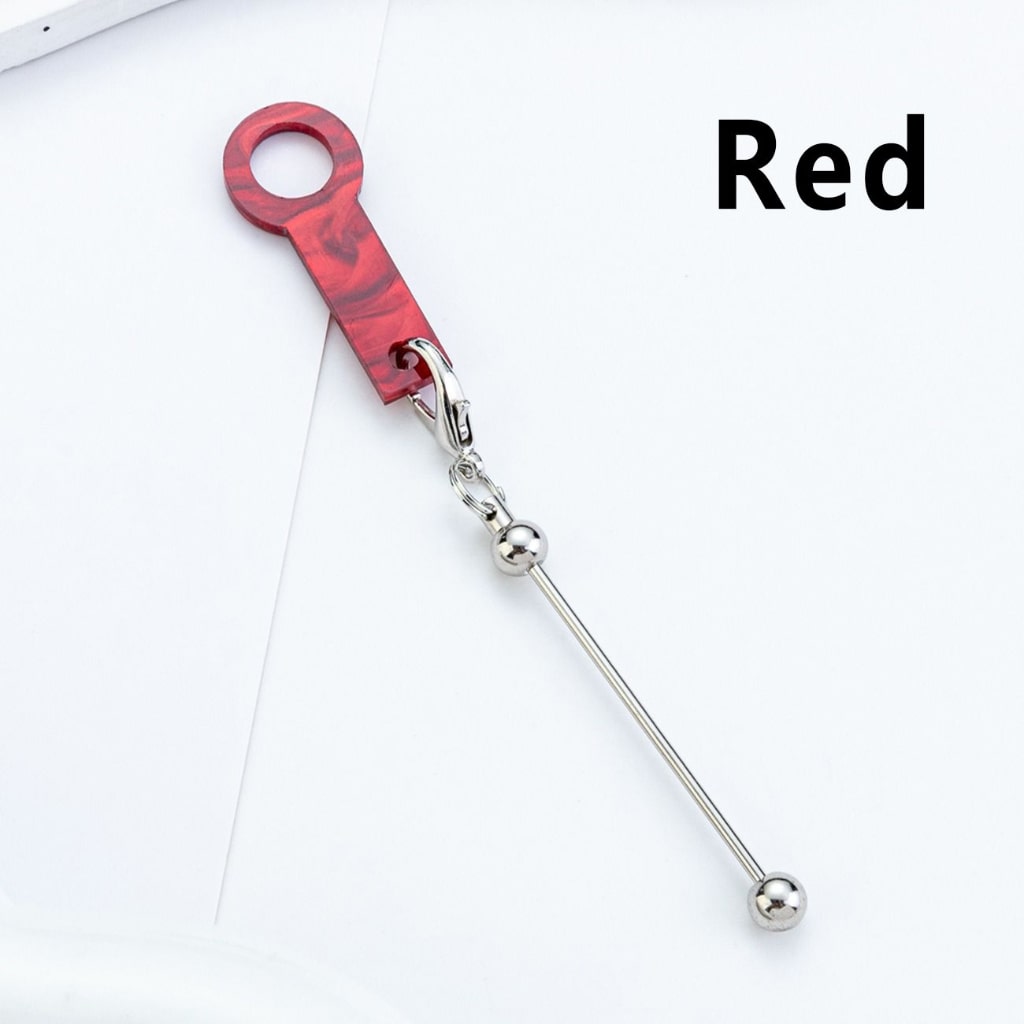 Silver Metal Bar DIY Beadable for Keychain with Carabiner Hook Plastic Long Ring Hoop on Cup's Straw 120MM