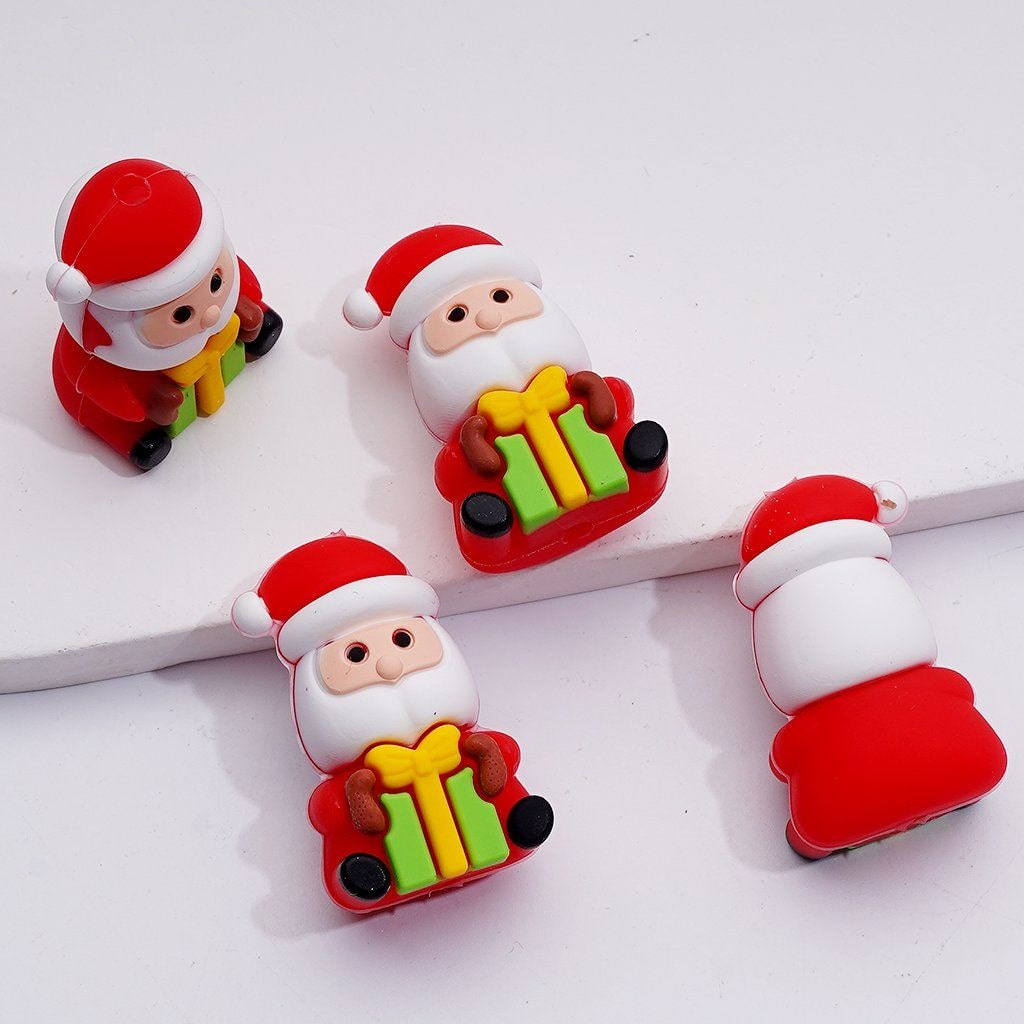 White Beard Christmas Father 3D Cute Silicone Focal Beads