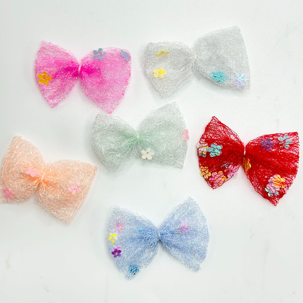 Bowknot Colorful Lace with Small Flower Flakes Acceccories, Random Mix, Around 35*45MM