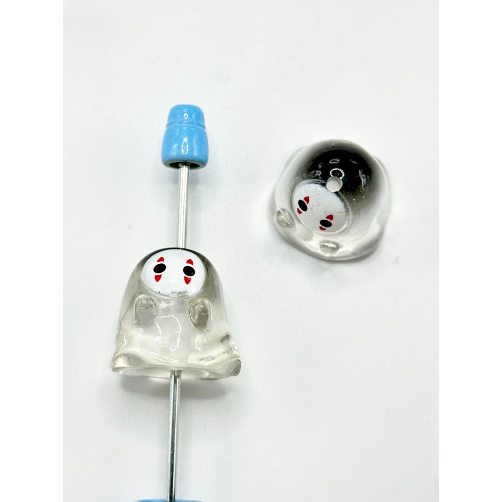 Crystal Ball Clear Ghost Cute Halloween Pen Toppers Beads, Around 10-13MM