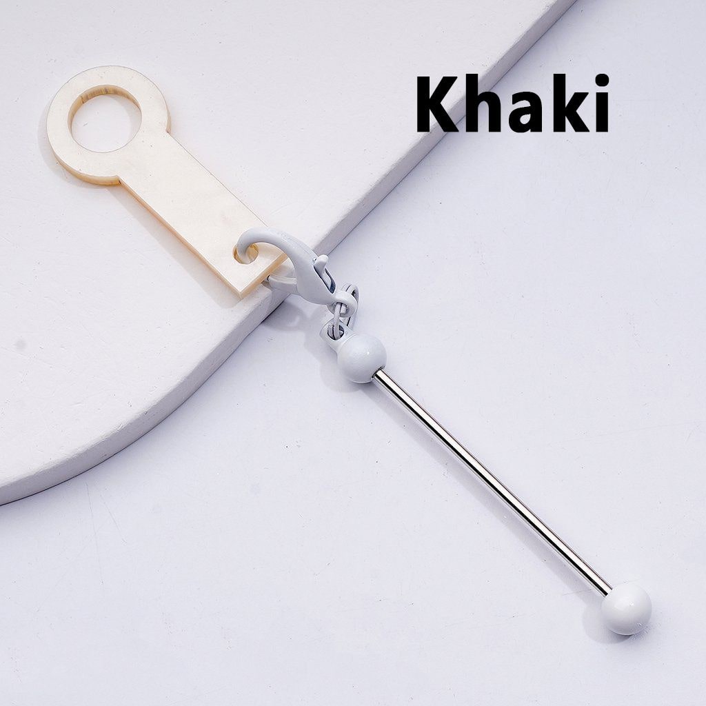 DIY Beadable Keychain Bar Metal Straw Accessory in Solid Color, 116MM with Plastic Ring & Carabiner Clip