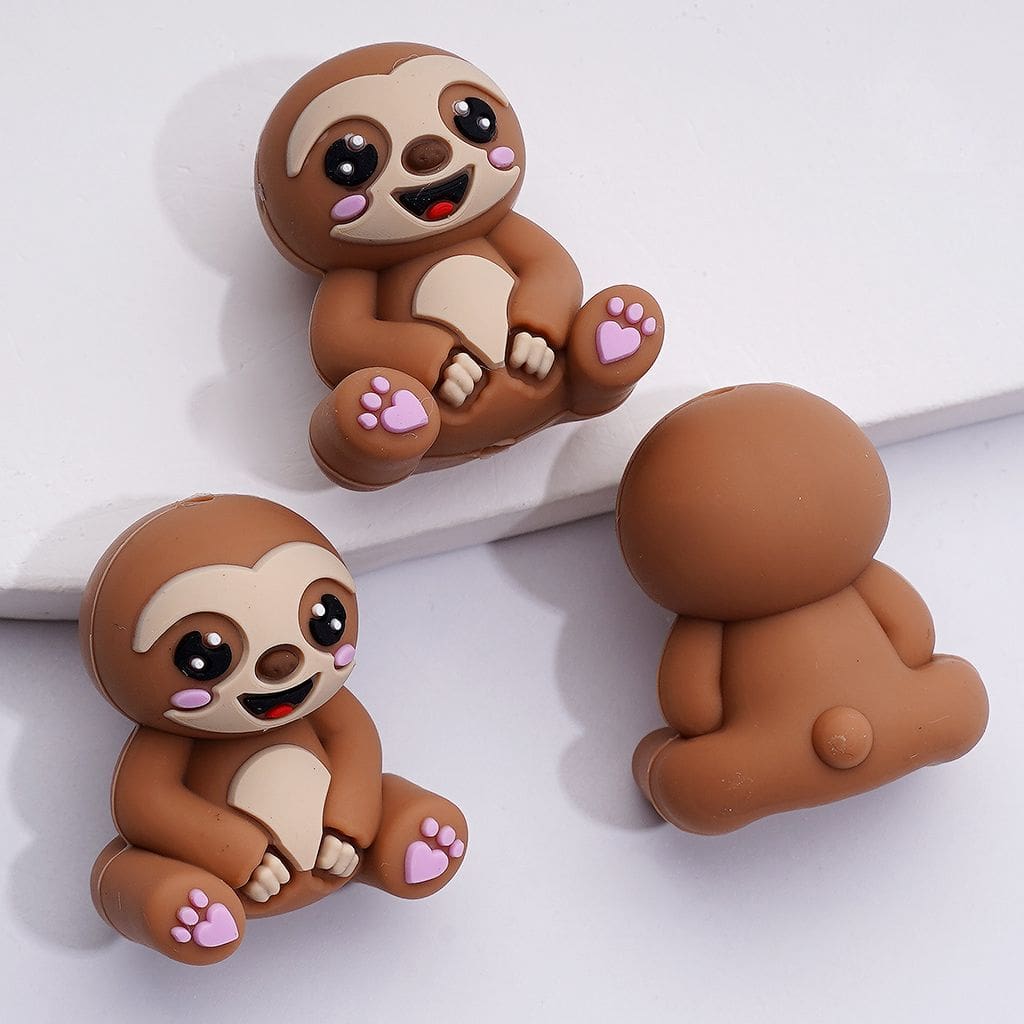 Adorable 3D Sloth Silicone Focal Beads – Lively & Unique Design