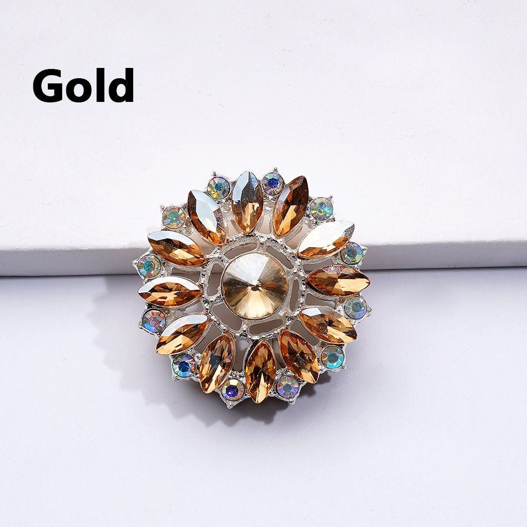 Shiny Silver Sunflower Beads with AB & Multicolor Rhinestones, Approx. 31MM Metal Alloy