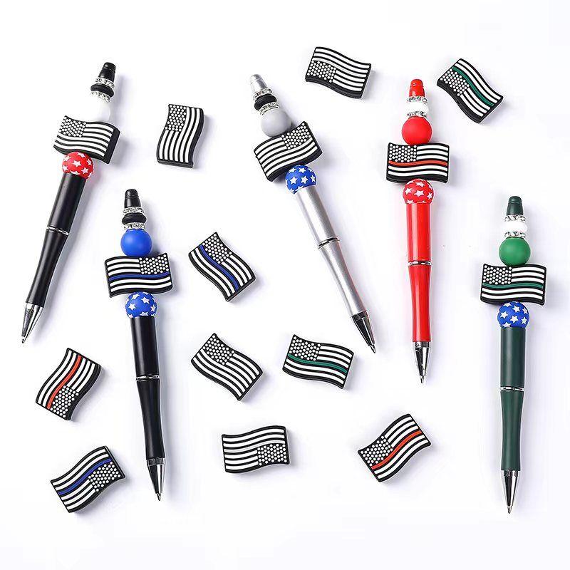 National State USA Flag Silicone Focal Beads