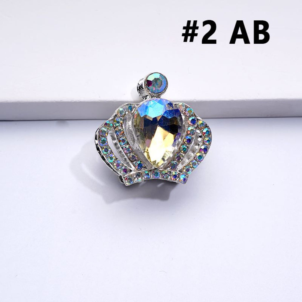 Alloy Bling Bling Silver Crown with Mini AB Rhinestones Colorful Water Drops Beads, Around 24*23MM