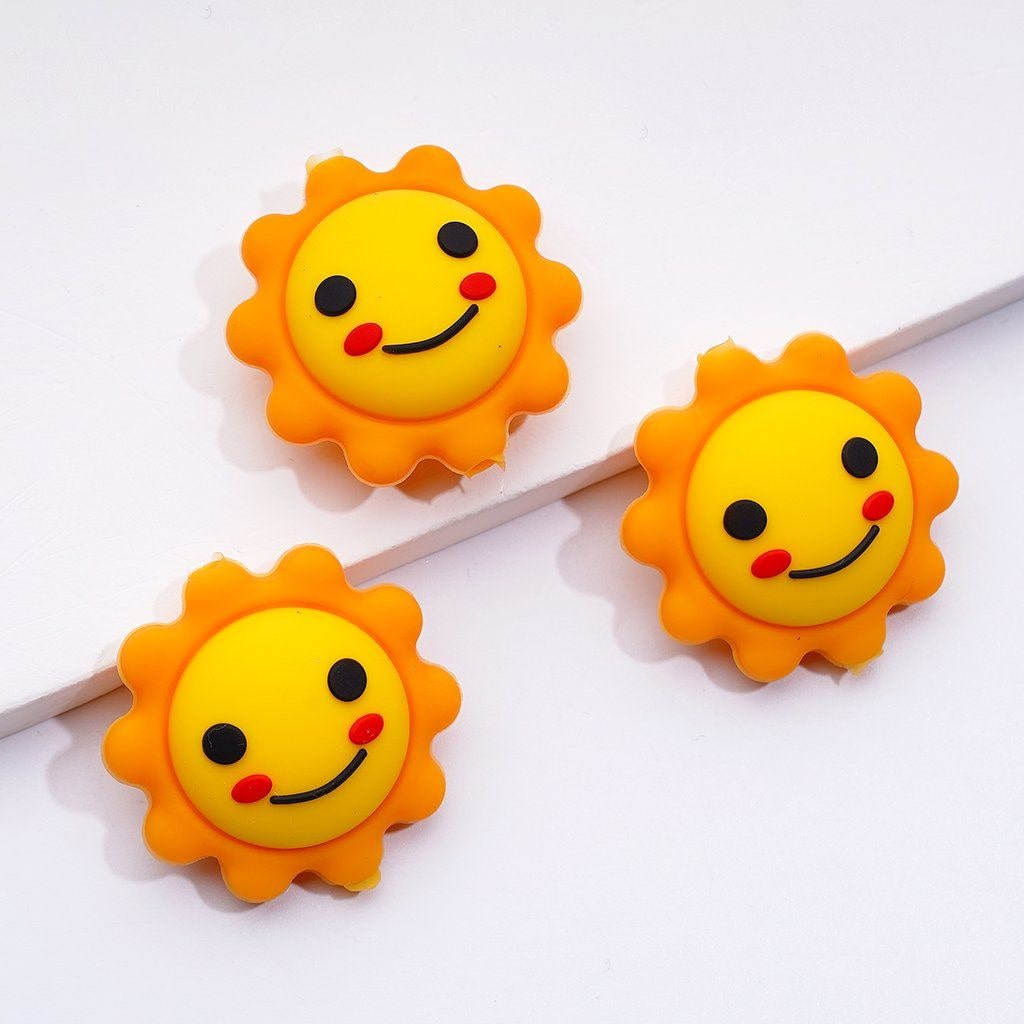 3D Cheerful Sun Silicone Focal Beads with a Bright Smile