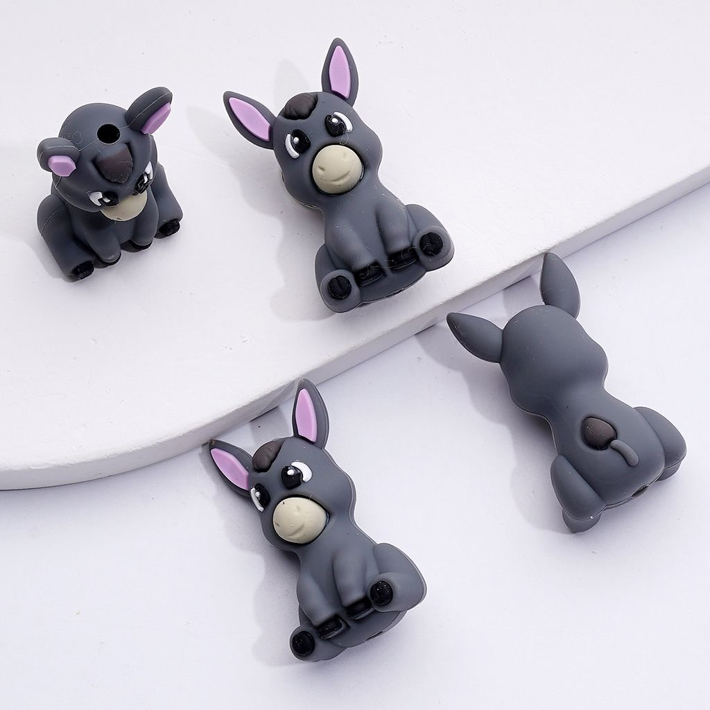 Adorable 3D Donkey Silicone Focal Beads – Playful & Unique Farmyard Design