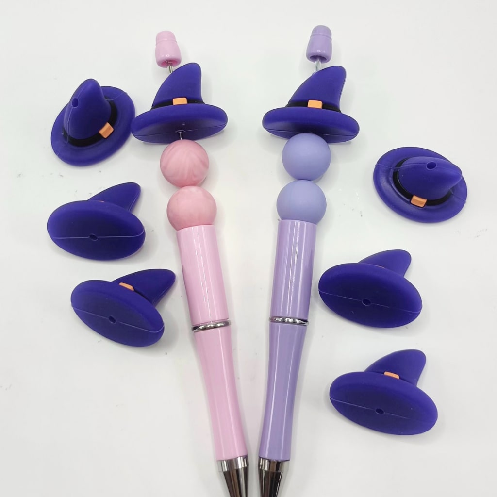 Purple Witch Hat Magic 3D Halloween Silicone Focal Beads