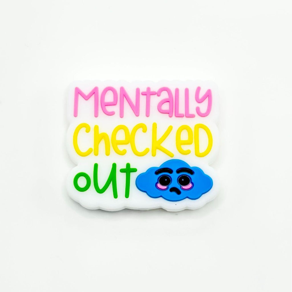 Blue Cloud with Sad Face Mentally Checked Out Silicone Focal Beads