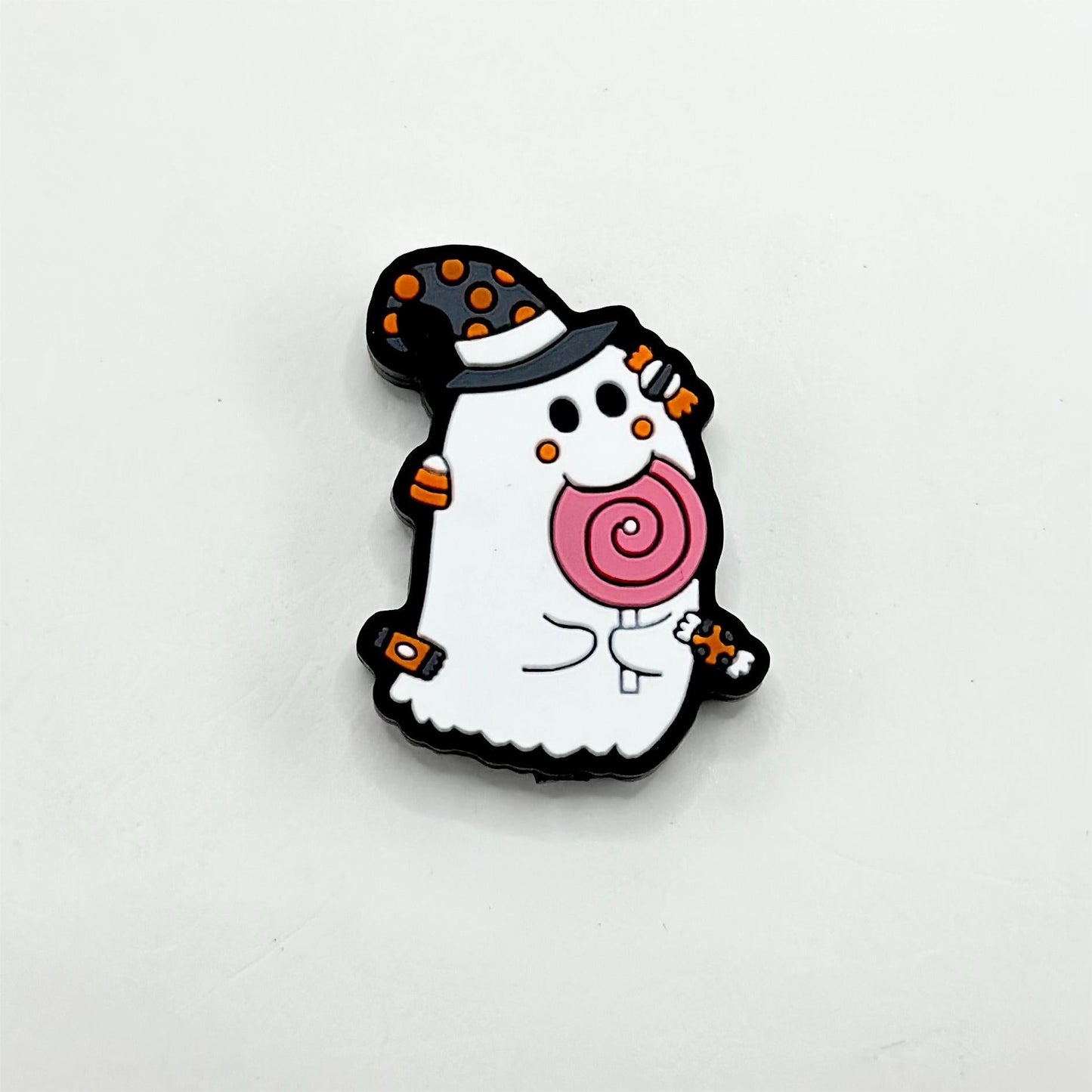 Little Cute Spirit with Magic Hat eats lollipop Silicone Focal Beads
